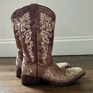 Lace Embroidery Cowboy Boots Teen